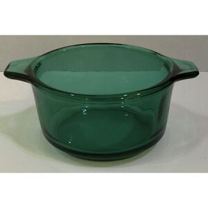 Vintage Libbey Forte Crisa Mexico Bowl Teal Green w/Handles Small Casserole Dish